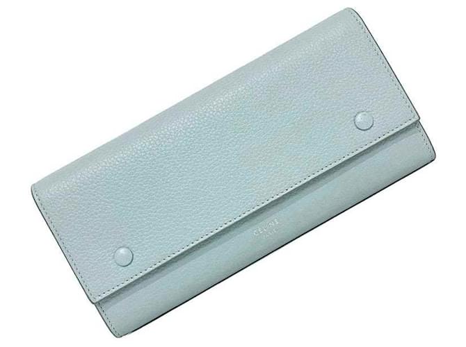 Céline Portafoglio lungo bifold in pelle blu chiaro Celine