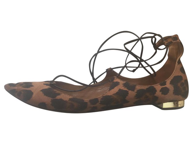 Aquazzura Christy appartamenti Marrone Stampa leopardo