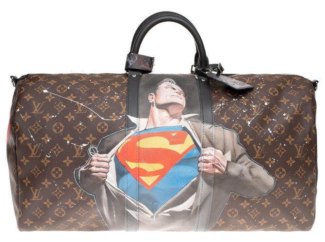 Abbesses SuperBag "Superman I su" Louis Vuitton 55 Macassar Crossbody personalizzato da PatBo! Marrone Nero
