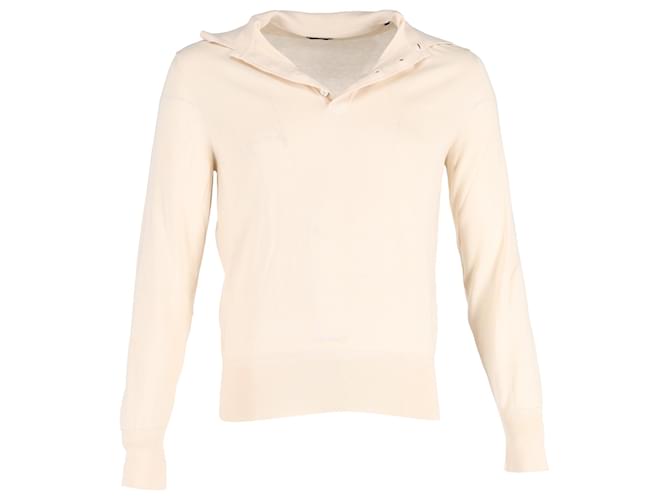 Polo a maniche lunghe Tom Ford in lana crema Bianco Crudo