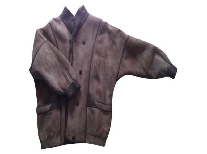 Autre Marque GIACCA IN PELLE DI LANA Beige