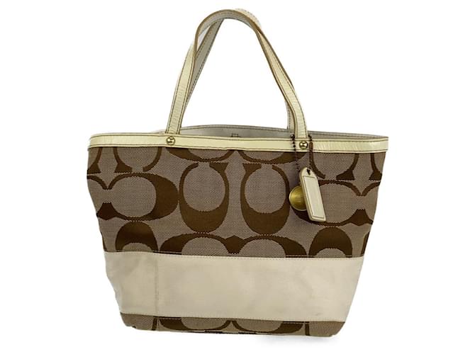 Borsa 2 in 1 in pelle e tela Coach Signature B0767-10123 Beige
