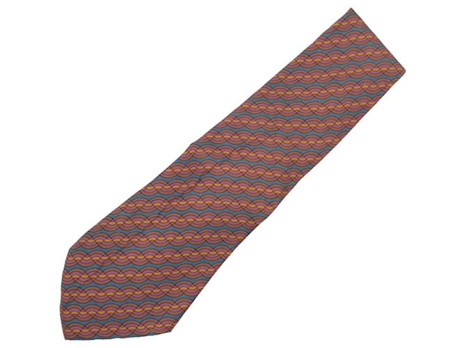 Cravatta in seta con motivo a onde di Hermès Marrone