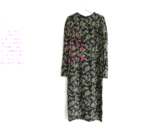 Abito a tubino con stampa Wild Rose di Dolce & Gabbana Nero Rosa