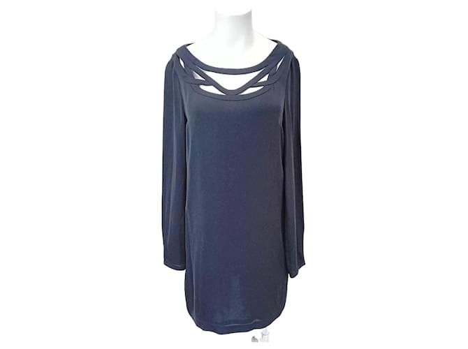 Diane Von Furstenberg Abito DvF Melanie con scollatura a gabbia in seta nera Nero