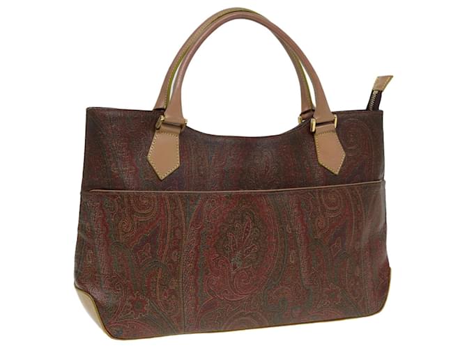 Borsa a mano ETRO in pelle PVC con motivo paisley 2 in 1 marrone Auth yk13913