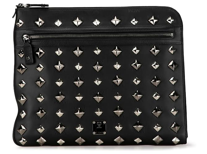 Borsa a tracolla MCM Visetos Glam Studs Nero Argento