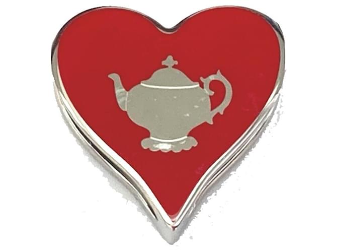 Ring Hermès Anello in seta con motivo a cuore Hermes in rosso