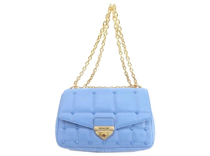 Borsa a spalla trapuntata con borchie Michael Kors Blu