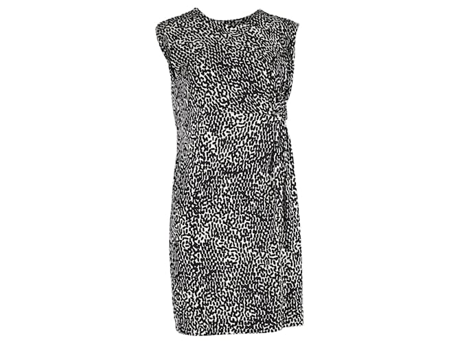 Abito Mini Stampato Twist in Seta Nera di Diane Von Furstenberg Nero