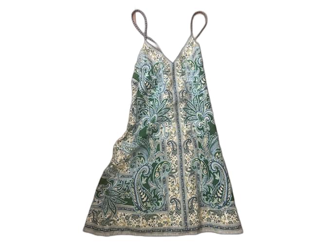 Zimmermann Mini in lino con stampa paisley Ottie Swing Verde scuro