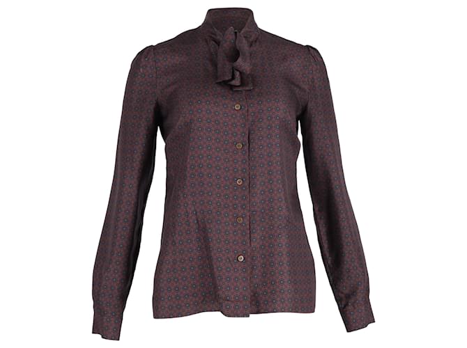 Blusa stampata Dolce & Gabbana in seta bordeaux Rosso Bordò