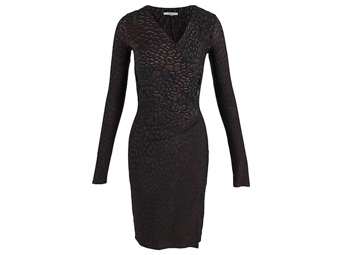 Abito lungo a maniche lunghe stampato Max Mara in viscosa marrone