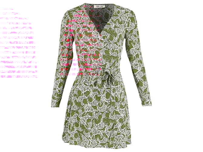 Abito mini stampato Saville a faux wrap in viscosa rossa di Diane Von Furstenberg Rosso