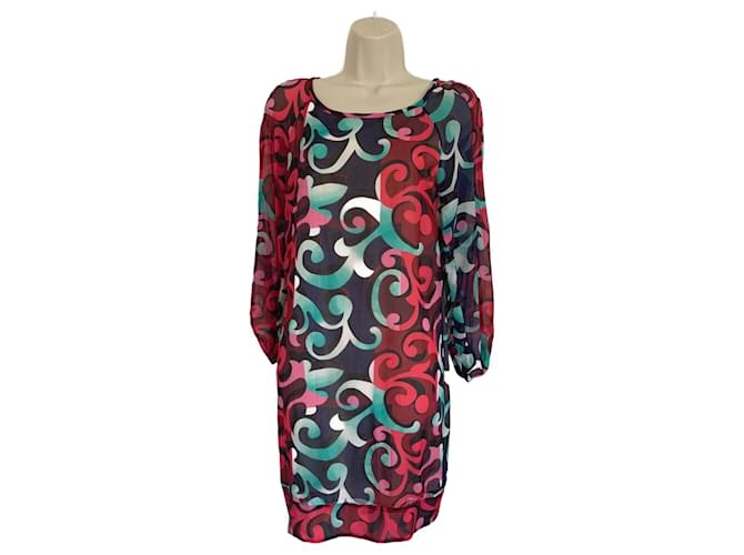 Diane Von Furstenberg Abito in chiffon di seta Eribec di DvF con stampa vorticosa Multicolore