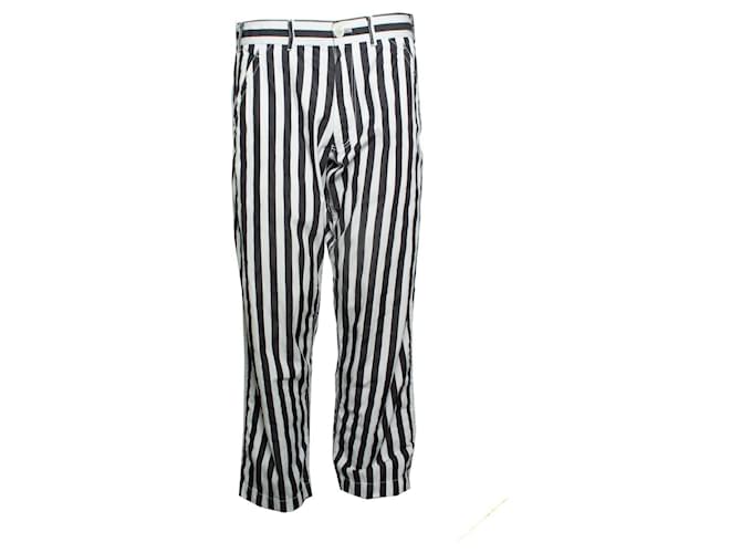 Comme Des Garcons Comme des garçons, pantaloni a righe in bianco e nero