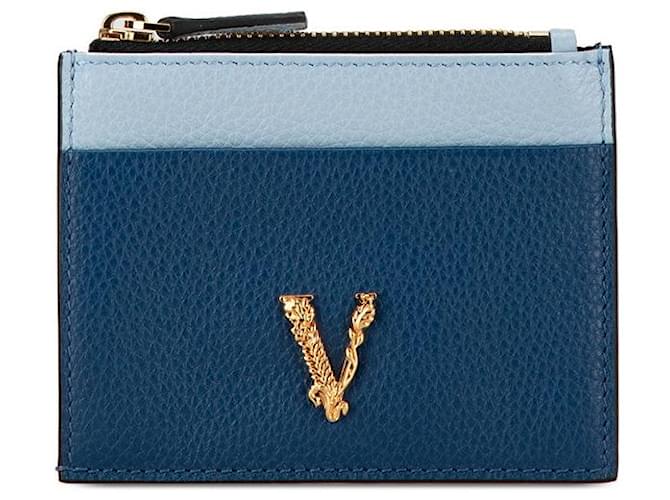 Portafoglio in pelle bicolore Versace Virtus Blu