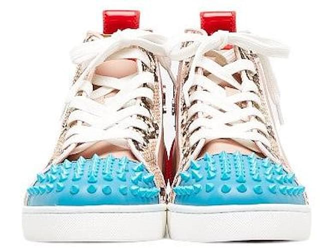 Sneakers in pelle di pitone con spikes Christian Louboutin