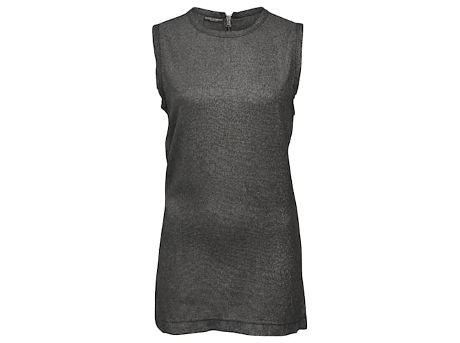 Top senza maniche glitterato Dolce & Gabbana in cotone grigio