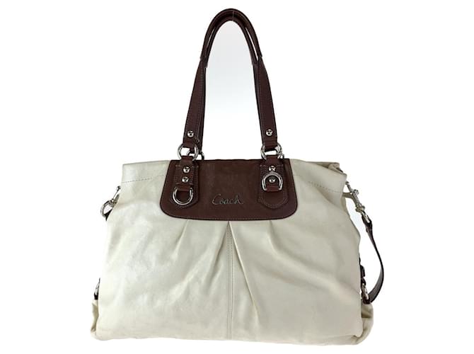 Borsa 2 in 1 in pelle Coach Leather Ashley F15513 Beige