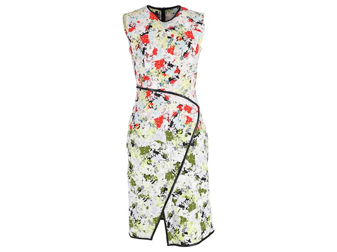 Abito a stampa floreale effetto avvolgente a lunghezza ginocchio Erdem Josette in viscosa multicolore