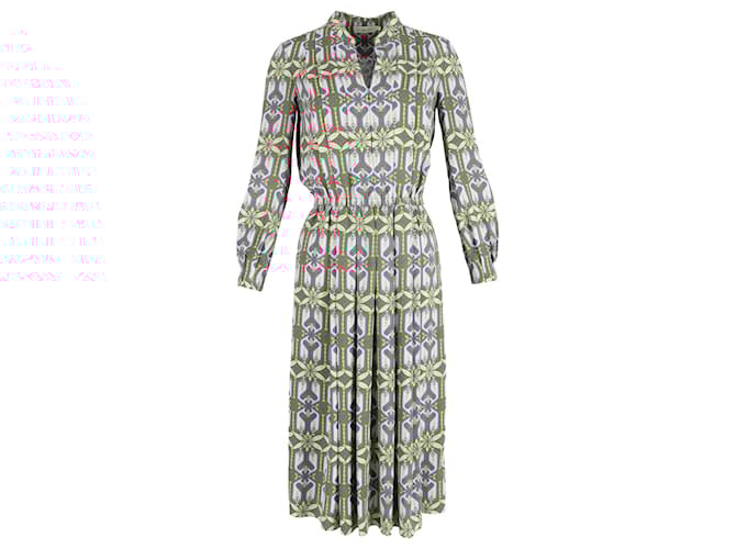 Abito midi plissettato con stampa geometrica Tory Burch in poliestere multicolore