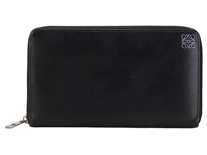 Portafoglio Lungo Anagram Loewe in Pelle Nera Nero