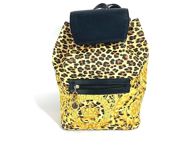 Zaino con stampa leopardata Versace Nero Giallo