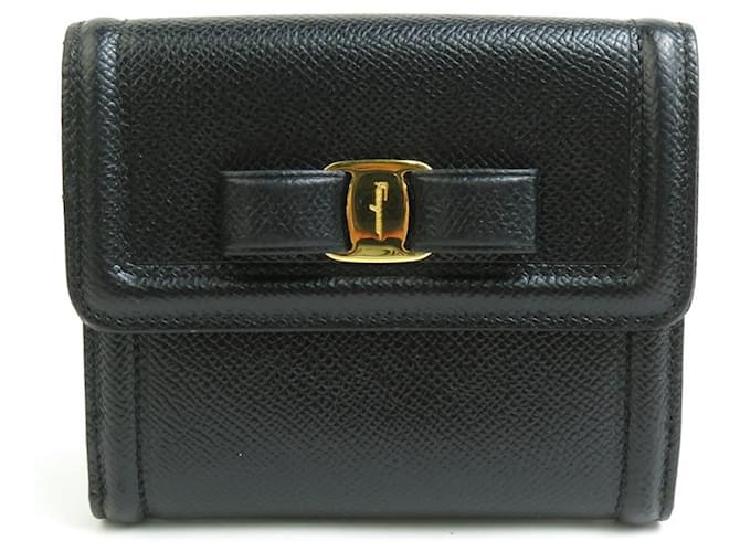 Portafoglio bifold in pelle Vara Ribbon di Salvatore Ferragamo Nero