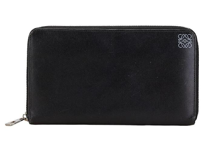Portafoglio lungo in pelle Loewe Anagram nero