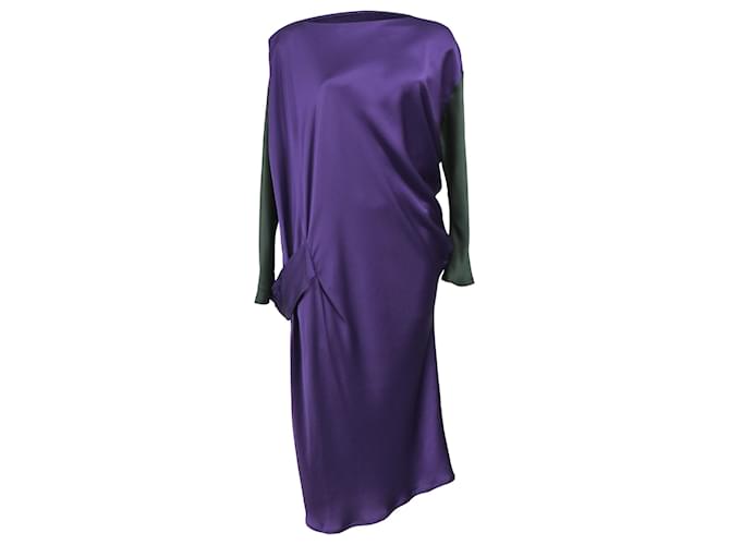 Abito midi a maniche lunghe Alberta Ferretti in seta viola Porpora