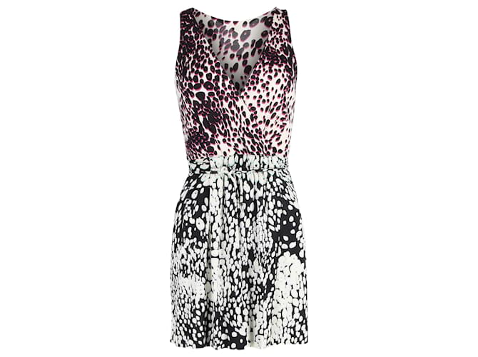 Abito Mini Stampato V-Neck in Seta Multicolore di Diane Von Furstenberg