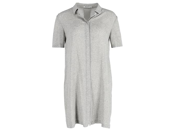 Abito camicia mini con dettagli sfrangiati di Alexander Wang in cotone grigio