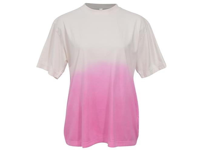 T-shirt effetto degradato Off White in cotone rosa Marrone