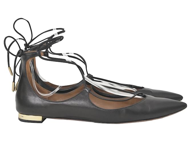 Ballerine con lacci Aquazzura Christy in pelle nera Nero