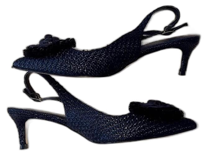 Guess Sandali in rafia e pelle Nero