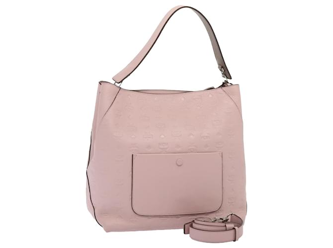 Borsa a spalla in pelle MCM Vicetos Logogram 2 vie rosa argento autentica ac3169