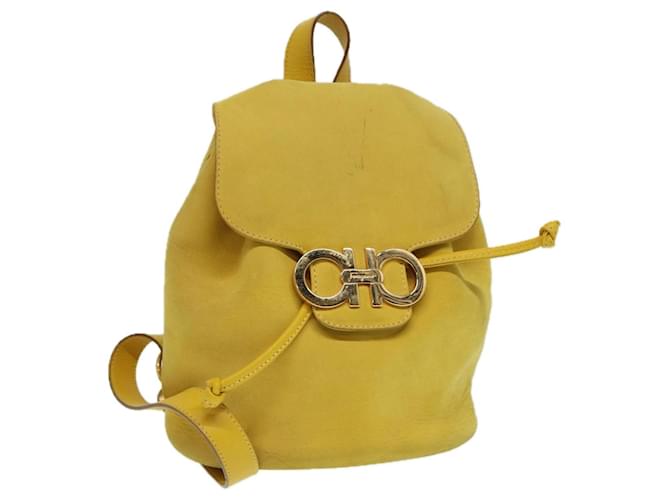 Zaino Gancini in suede giallo oro Auth yk14203 di Salvatore Ferragamo D'oro