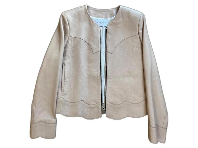 Giacca di pelle Sandro Beige