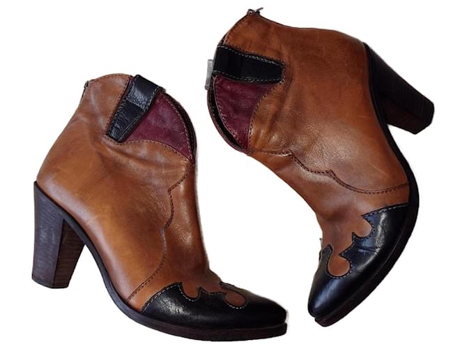 Autre Marque Stivali da cowboy in pelle Emanuela Passeri Marrone