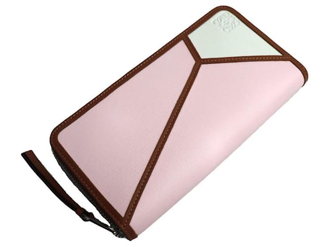 Portafoglio lungo con zip Loewe Puzzle Marrone Rosa Bianco