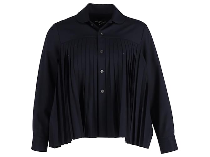 Comme Des Garcons Camicia a maniche lunghe plissettata Comme Des Garçons in poliestere blu navy