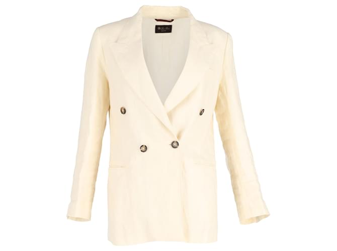 Loro Piana Giacca-42 Nd Blazer Doppiopetto in Lino Giallo
