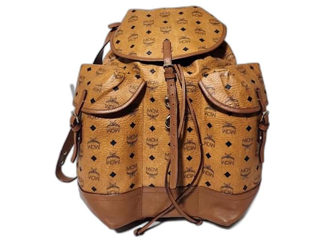 Zaino Heritage a doppia tasca Visetos di MCM Marrone