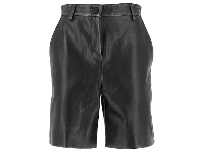 Pantaloni corti in pelle Golden Goose T.IT 40 Nero