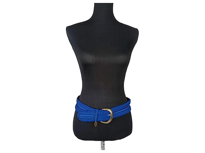 Yves Saint Laurent Cintura in tessuto blu vintage YSL