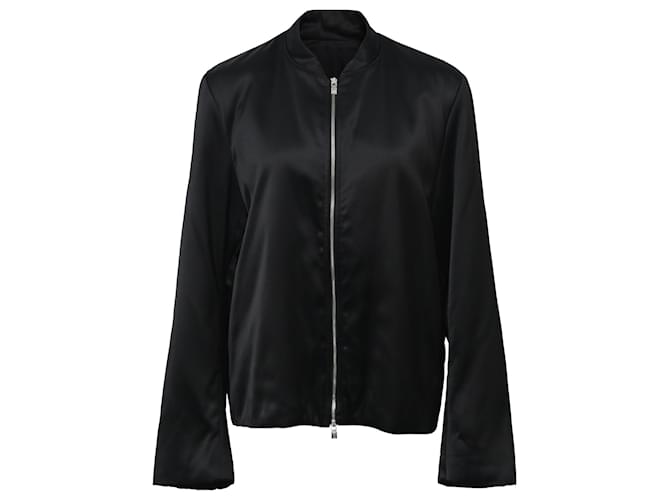 Giacca bomber con zip e maniche ampie Totême in viscosa nera Nero