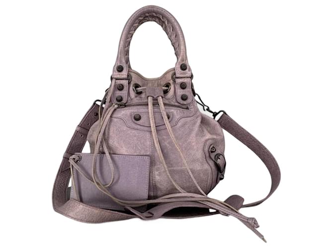 City Balenciaga Borsa da città Pom Pom Prugna