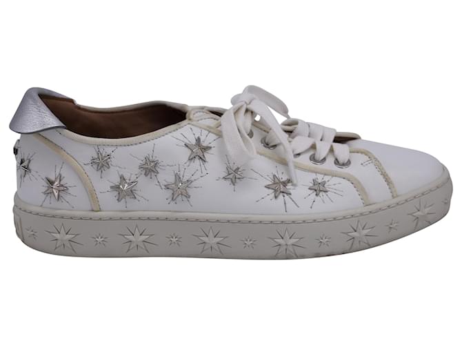 Sneakers basse Cosmic Star-Stud in pelle bianca di Aquazzura Bianco