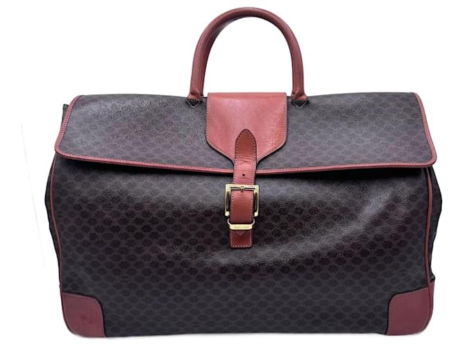 Luggage Céline Borsa da viaggio Boston in tela Macadam e pelle Celine Grande Marrone